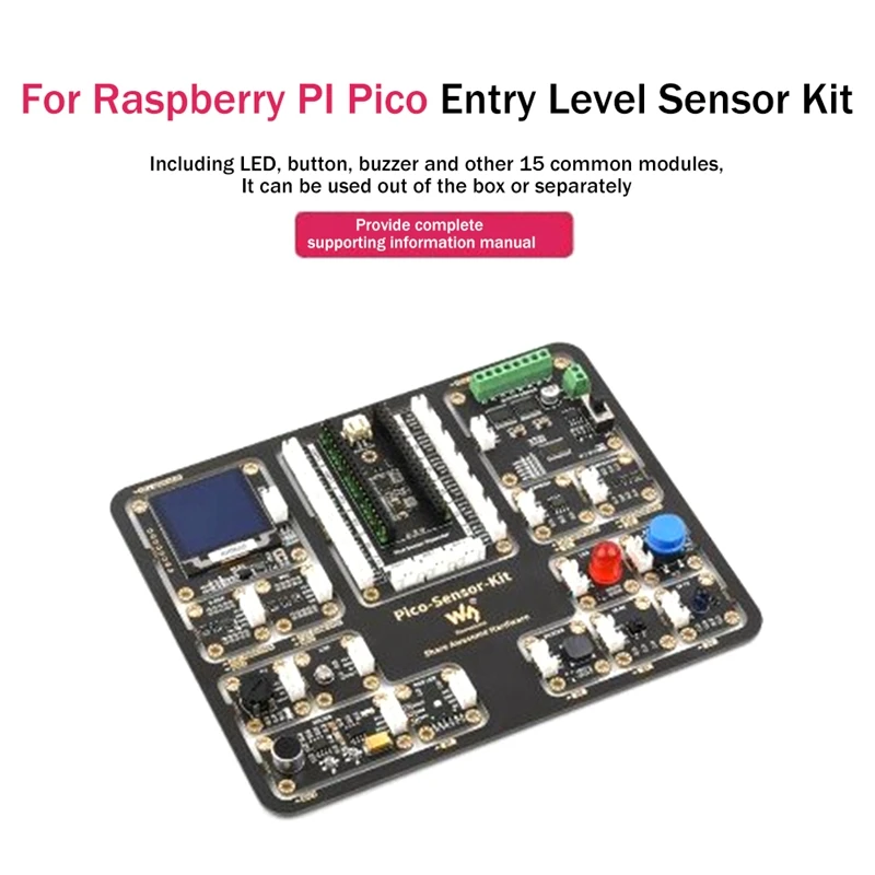 Waveshare For Raspberry Pi RP2040-Plus Expansion Board+Sensor Modules Kit For Raspberry Pi Pico Series Motherboards