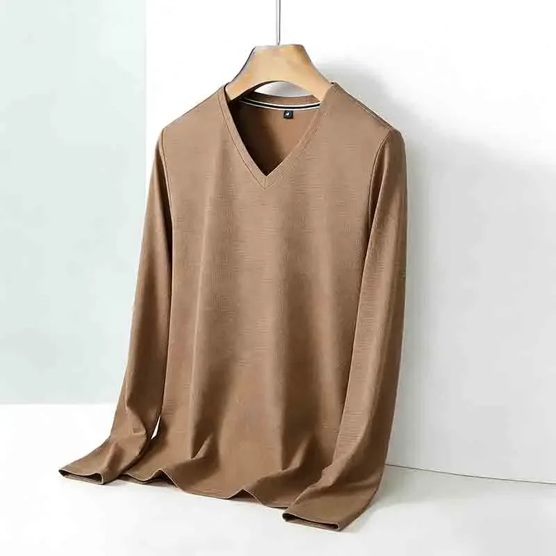 Immagine 4: Maglione da Uomo Grigio Chiaro con Scollo a V e Maniche Lunghe, Comodo e Casual per Tutte le Occasioni, Adatto a Tutte le Stagioni