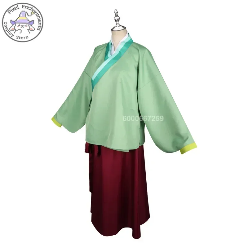 The Apothecary Diaries Maomao 코스프레 의상 가발 애니메이션 귀여운 드레스 스커트 그린 탑 복장 할로윈 파티 여성용 여자 #   1 #