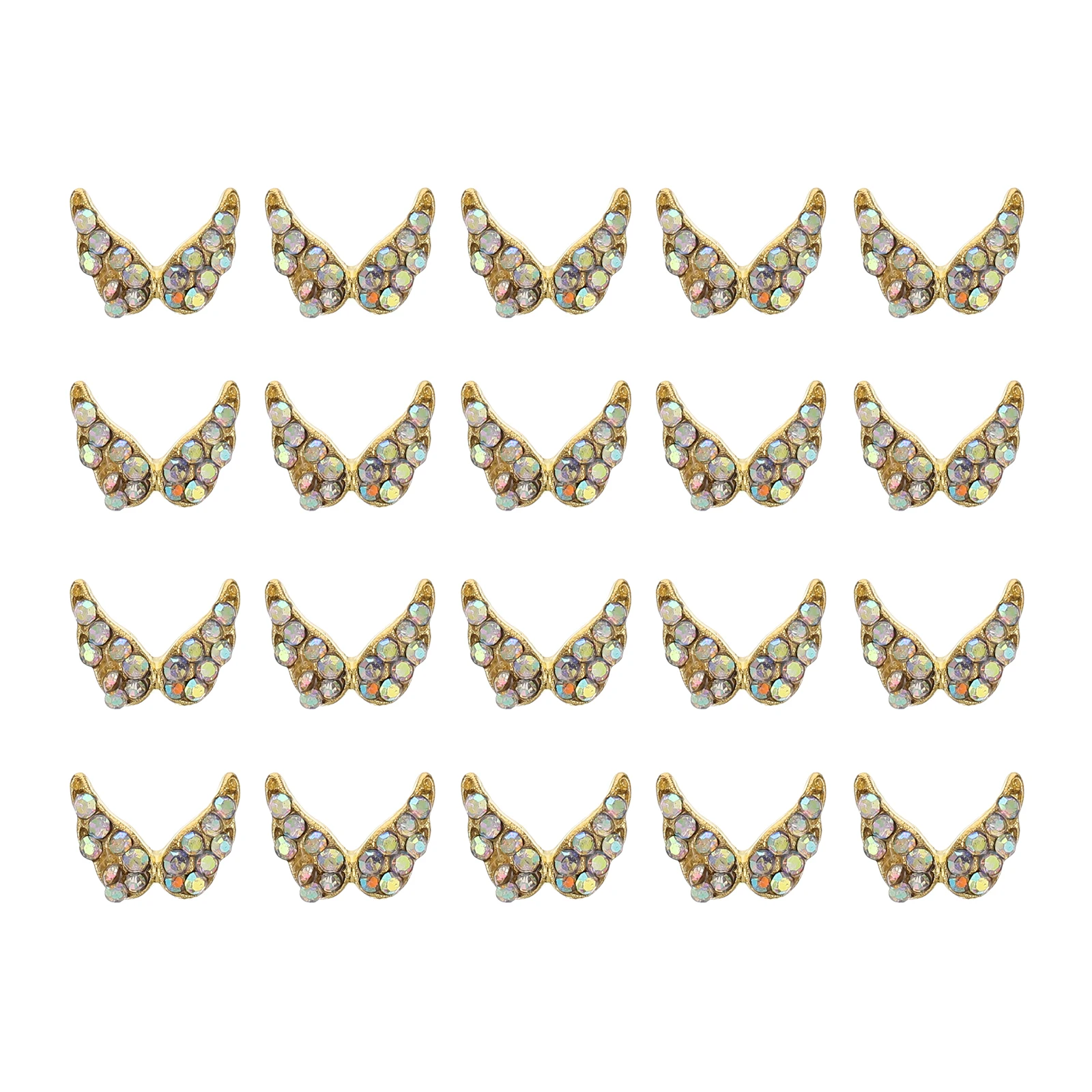 20개 네일 라인스톤 윙 디자인 플랫 백 네일 아트 참 유니크 스파클 DIY 매니큐어 페스티벌 파티 장식