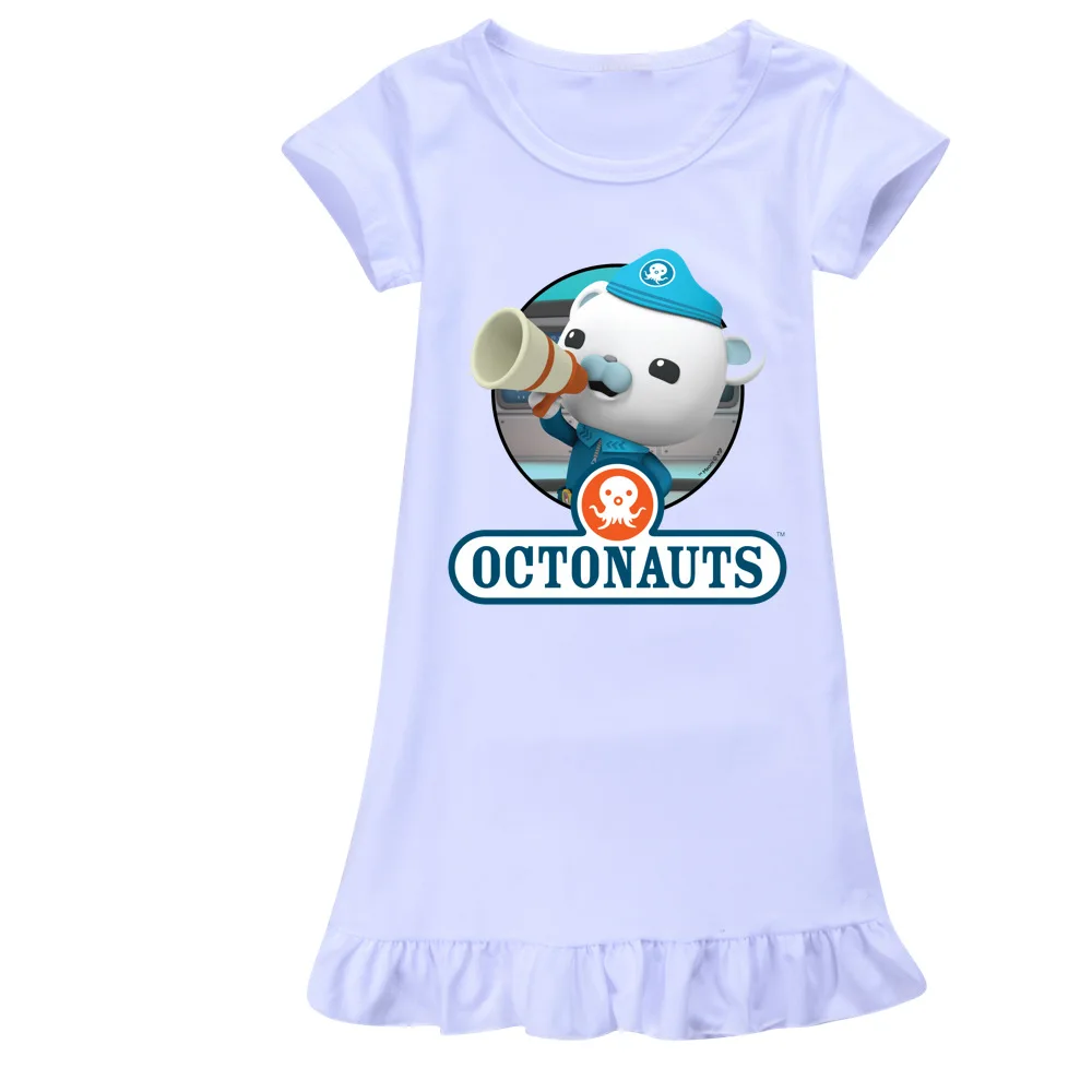 Summer Kids Dress Girls Octonauts Nightgowns Nightdress Short Sleeve Sleepwear Cartoon Clothes Baby Children Night Dress Pajamas