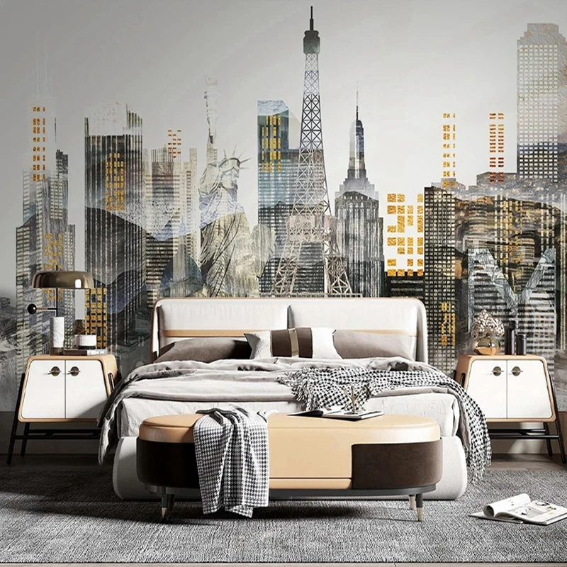 

3D Wallpaper Eco-friendly City Building Architecture Pattern Home Decoration Painting Bedroom TV Background Wall Mural Supplies