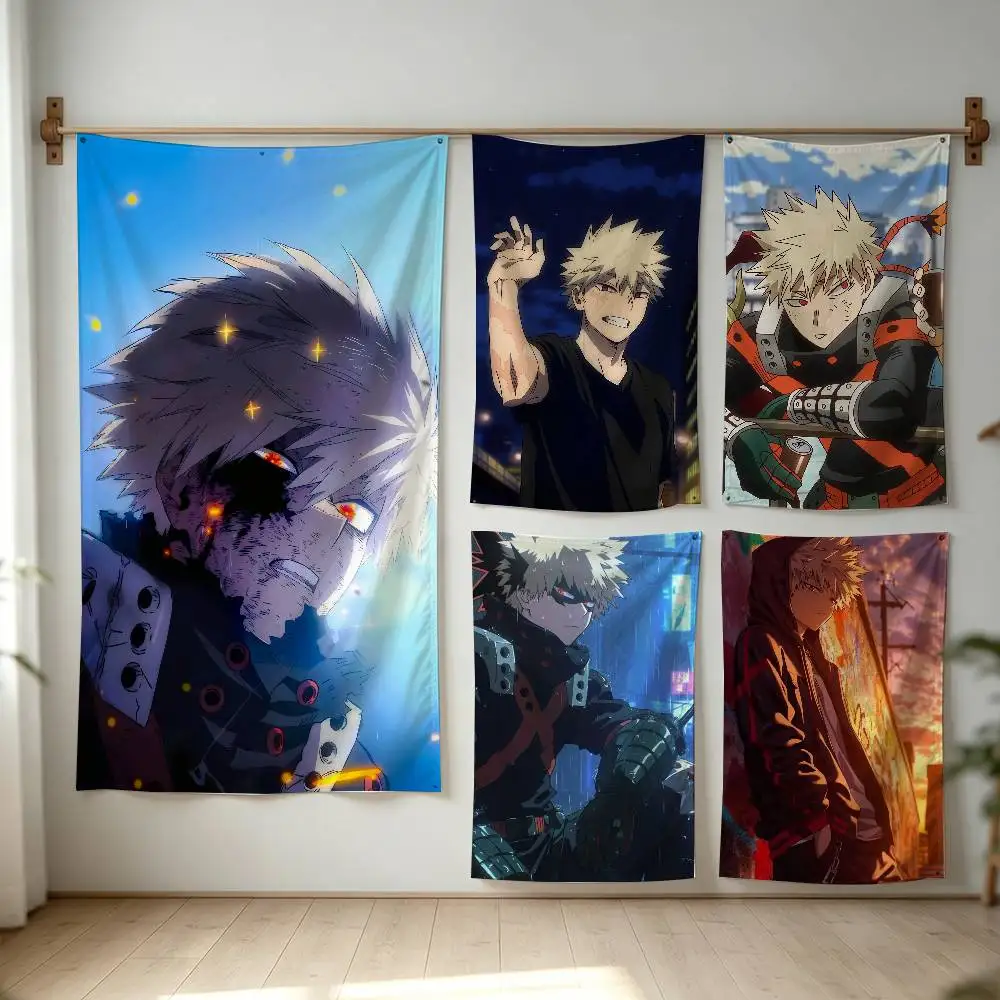 bakugo A-Anime K-Katsuki Flag Digital Printing Banner for Garage Wall Out Door Decoration