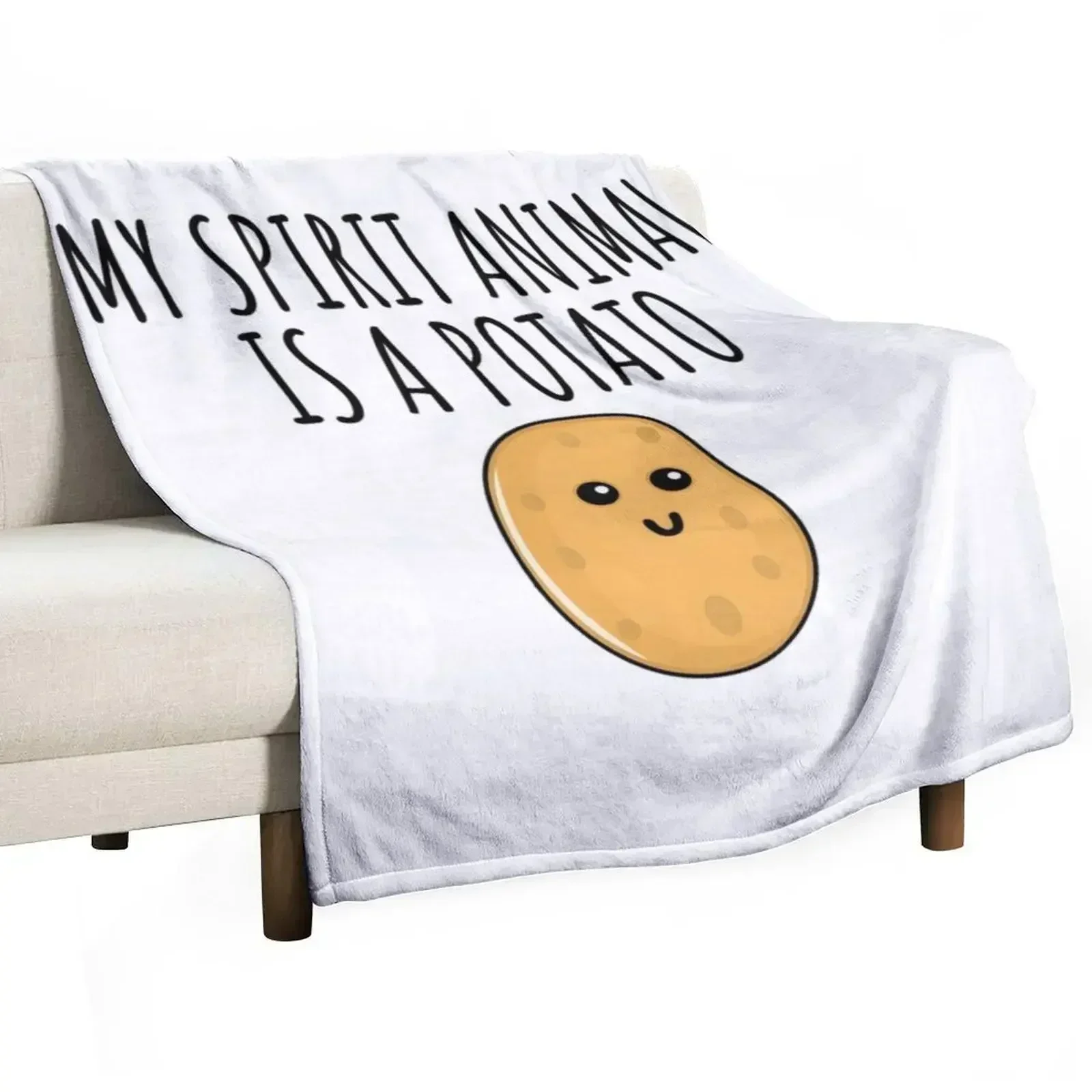 

My Spirit Animal Is A Potato Throw Blanket Plaid on the sofa Plaid Blankets