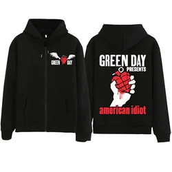 Green Day Saviors Band Zipper Hoodie Harajuku Hip Hop Pullover Tops Sweatshirt Streetwear Fans Gift Unisex