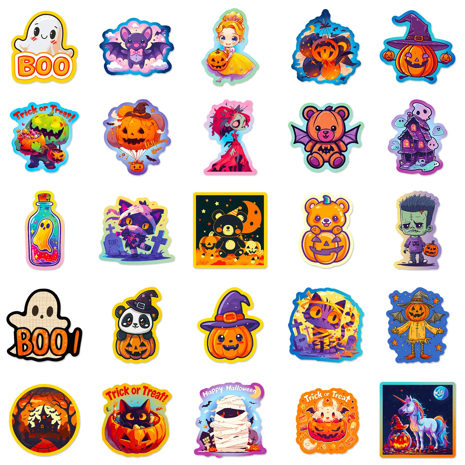 50Pcs Cute Halloween Vinyl Stickers for Kids Halloween Stickers for WaterBottles Waterproof Stickers for Halloween