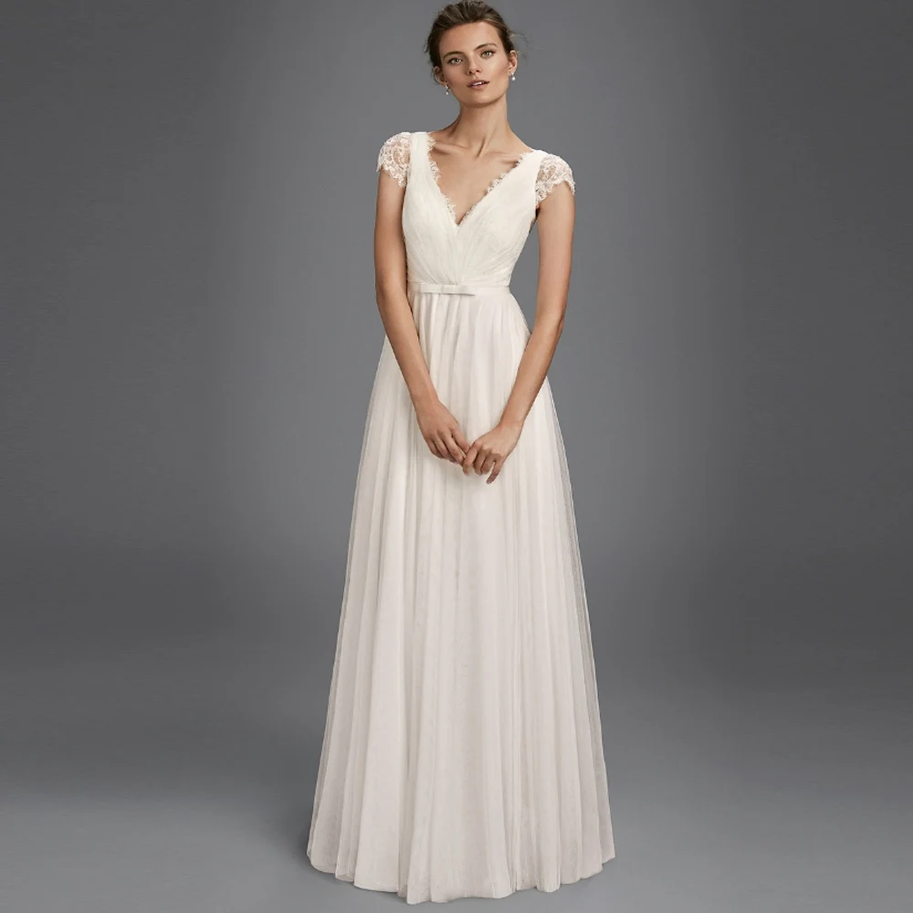 

Elegant V-Neck Women Wedding Dresses Sexy Sleeveless A-Line Bridal Gowns Floor Mopping Banquet Vestido De Novia 2025 Customized