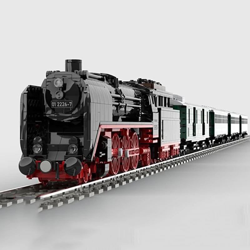 Modello di treno ferroviario Moc Building Blocks Modello di treno a vapore Tecnologia Mattoni Assemblaggio fai-da-te Giocattolo da costruzione Set di vacanze Regali