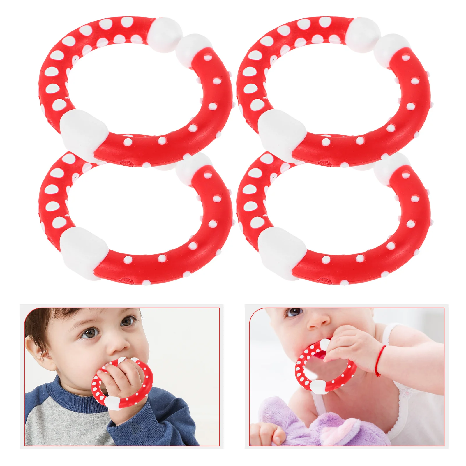 

5Pcs Infant Colorful Lightweight Chewable Silicone Bands for Babies Soothing Sore Gums on-The-Go Teething