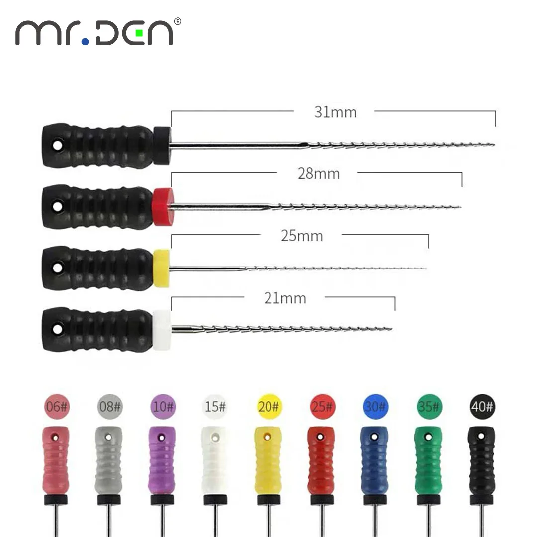 6 قطعة صندوق الأسنان H ملف إندو ملفات قناة الجذر 21 25 31 مللي متر الفولاذ المقاوم للصدأ أدوات طبيب الأسنان أدوات اللبية المهنية