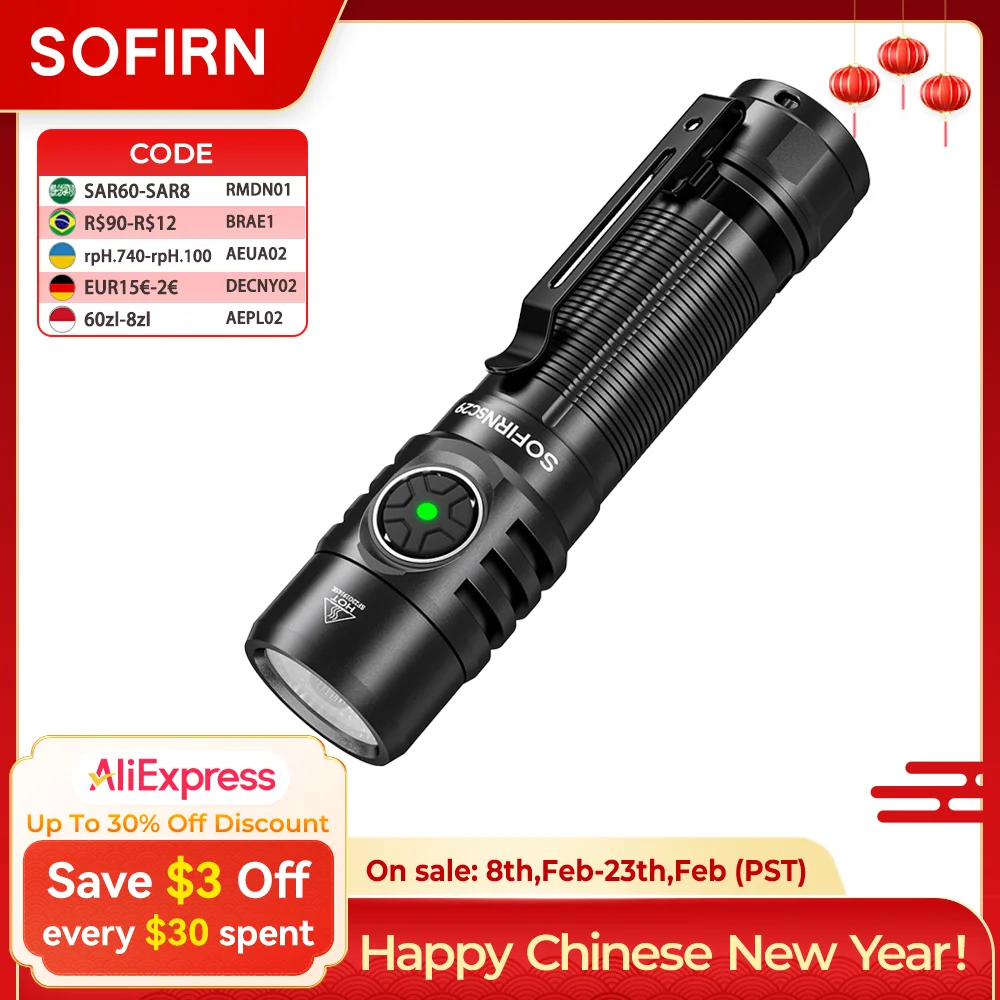 

Sofirn SC29 3000Lm EDC Lamp XHP50B LED USB C 21700 Rechargeable Flashlight Protable Powerful IPX8 for Camping