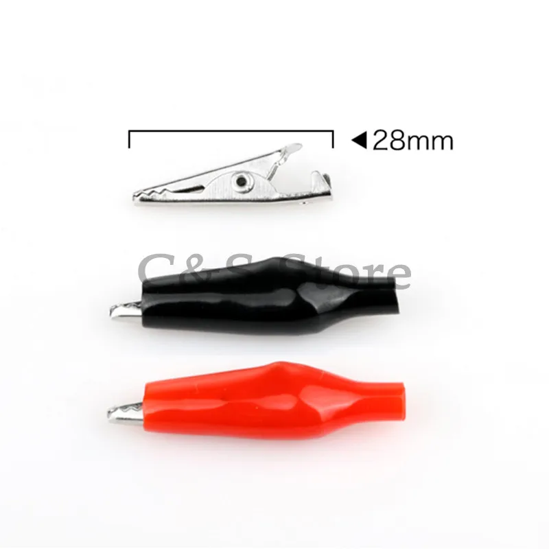 20Pcs 28Mm Metal Alligator Clip G98 Krokodil Elektrische Clamp Testen Probe Meter Zwart Rood Met Plastic Boot Auto auto Batterij