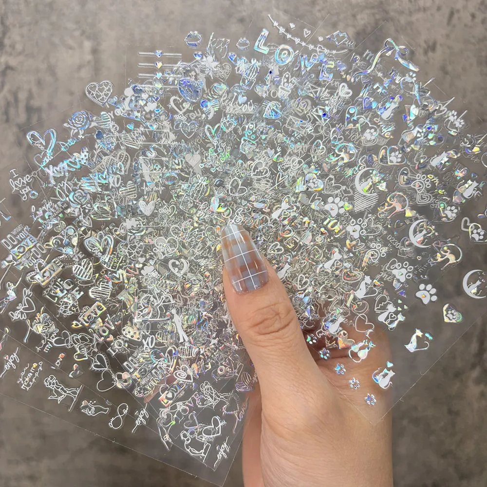 12개입 3D LOVE 레터 네일 스티커 발렌타인데이 하트 별 네일 아트 스티커 데칼 섹시한 키스 입술 매니큐어 장식 데칼