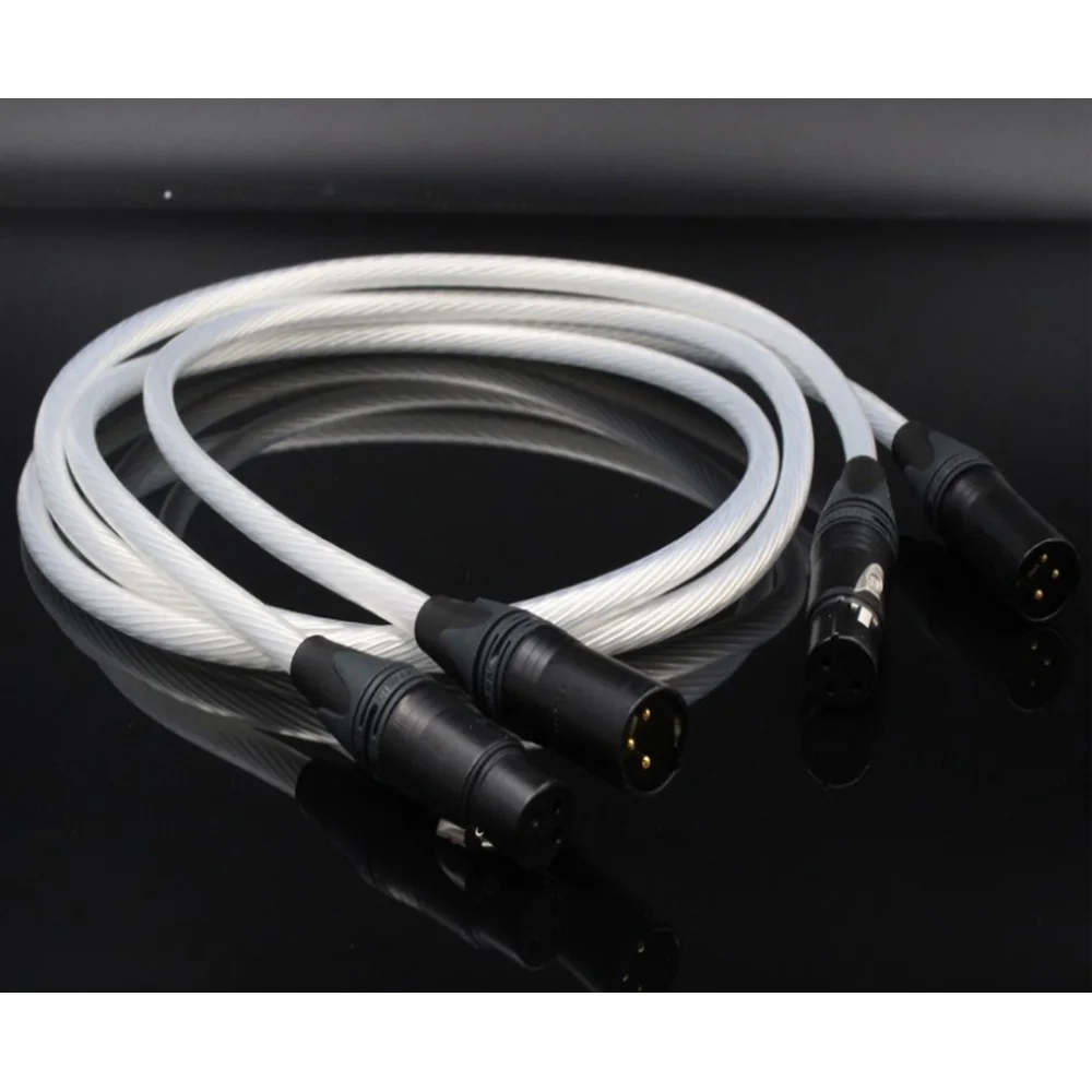 hifi 5NOCC Crystal Silver XLR Balance Cable HiFi Audio Line for Home Theater DVD TV Amplifier CD
