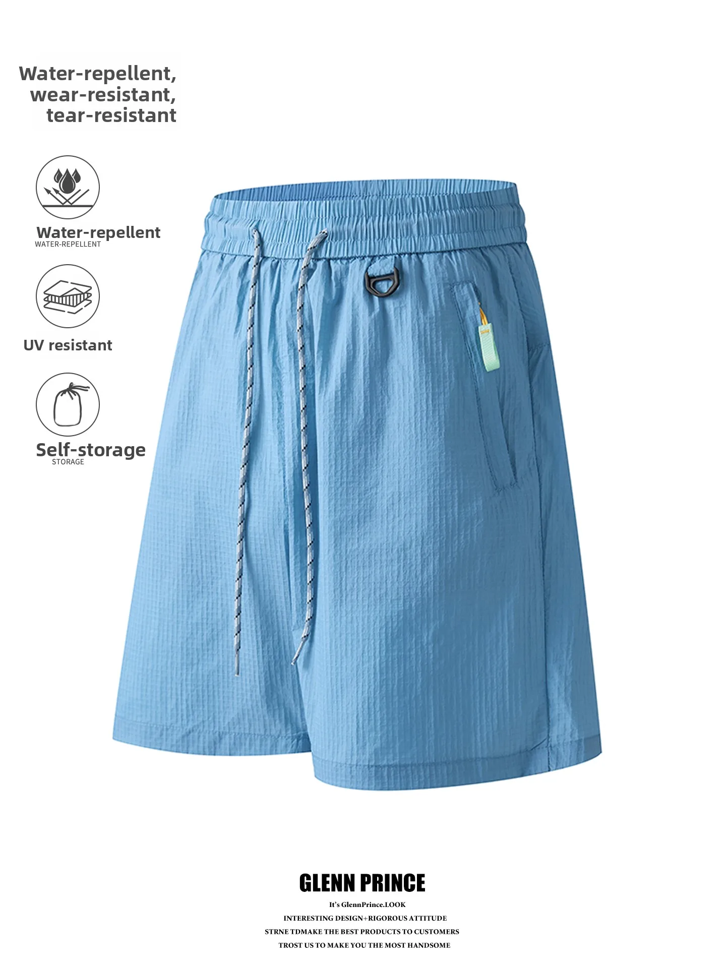 GPstudio Dopaamine Ice Silk Five-Quarter Length Shorts Men's Summer Thin Cool Breathable Sport Beach Shorts Casual Fashion