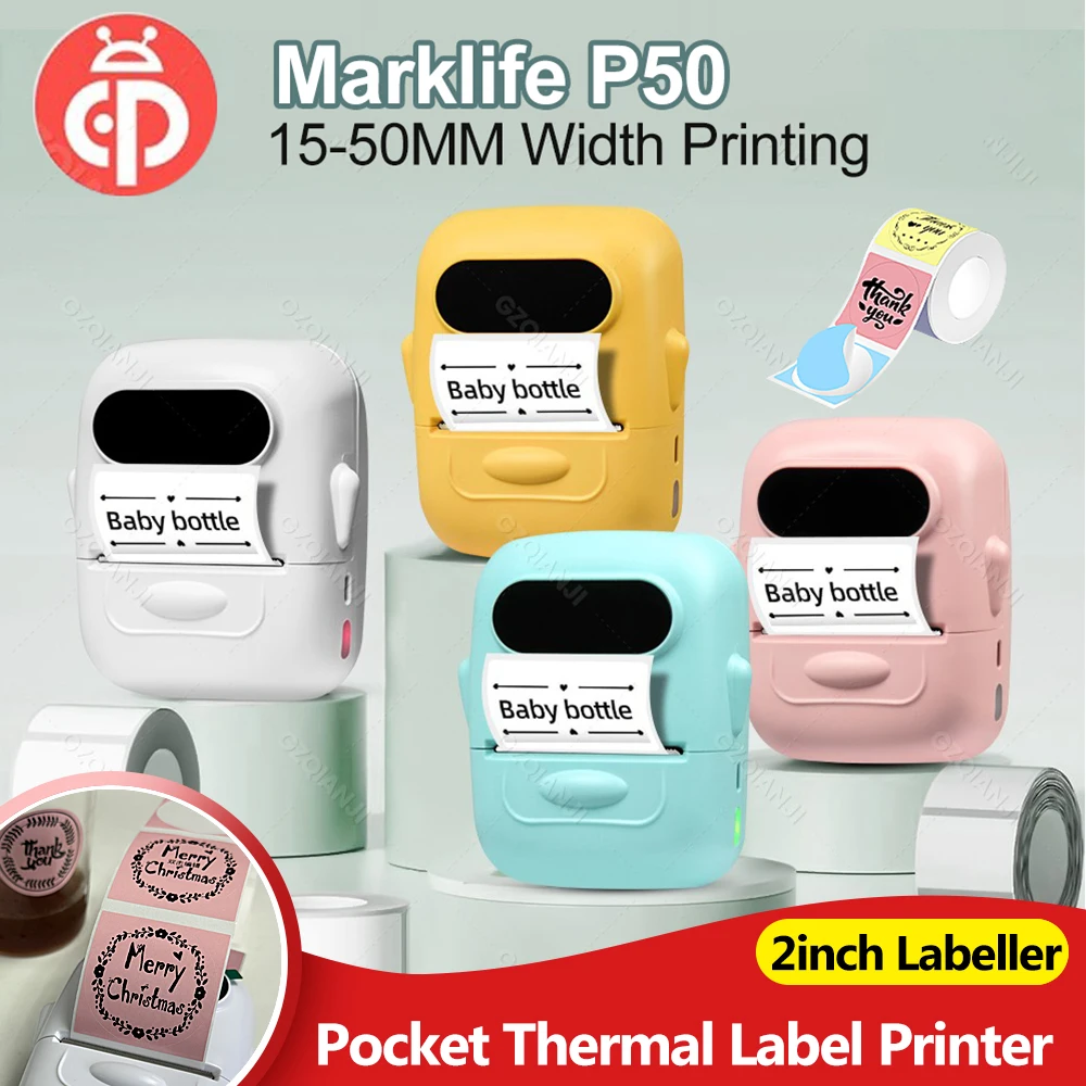 Marklife Thermal Label Printer P50 Portable Bluetooth Wireless Self-Adhesive Printer Tag Price Machine for Office School Kitchen