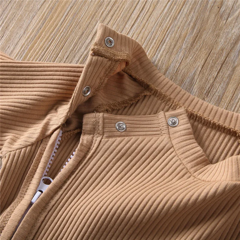 

Boys Girls Solid Color Romper Long Sleeve Round Neck Shoulder Buttons Plain Jumpsuit