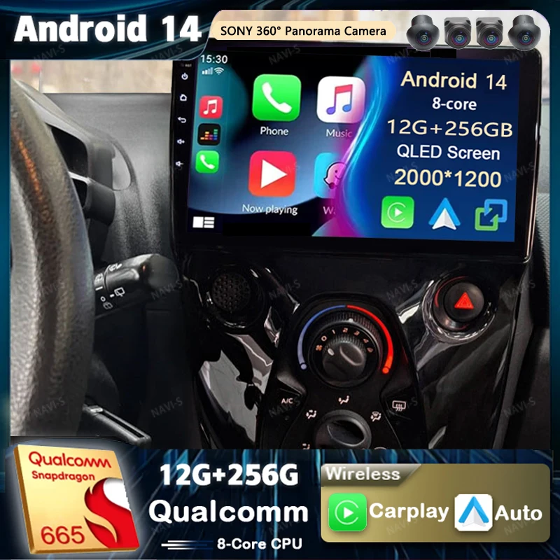 

Android 14 для Peugeot 108 Toyota Aygo B40 2014-2021 Citroen C1 2K QLED Android автомобильное радио мультимедийный видеоплеер GPS 4G стерео