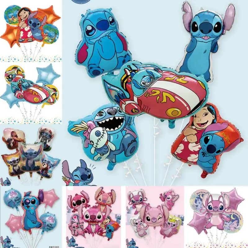 

5 шт. Disney Stitch Angel фольгированный шар Чужой вырез для мальчиков и девочек Атмосфера дня рождения Тематические вечерние украшения воздушные шары оптом