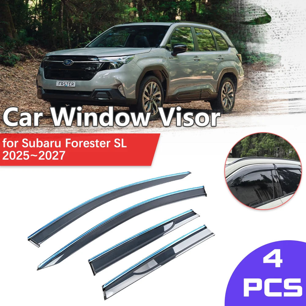 Car Window Visor for Subaru Forester SL Hybrid 2025~2027 Shelter Sun Rain Eyebrow Vent Awning Smoke Deflector Guard Accessories