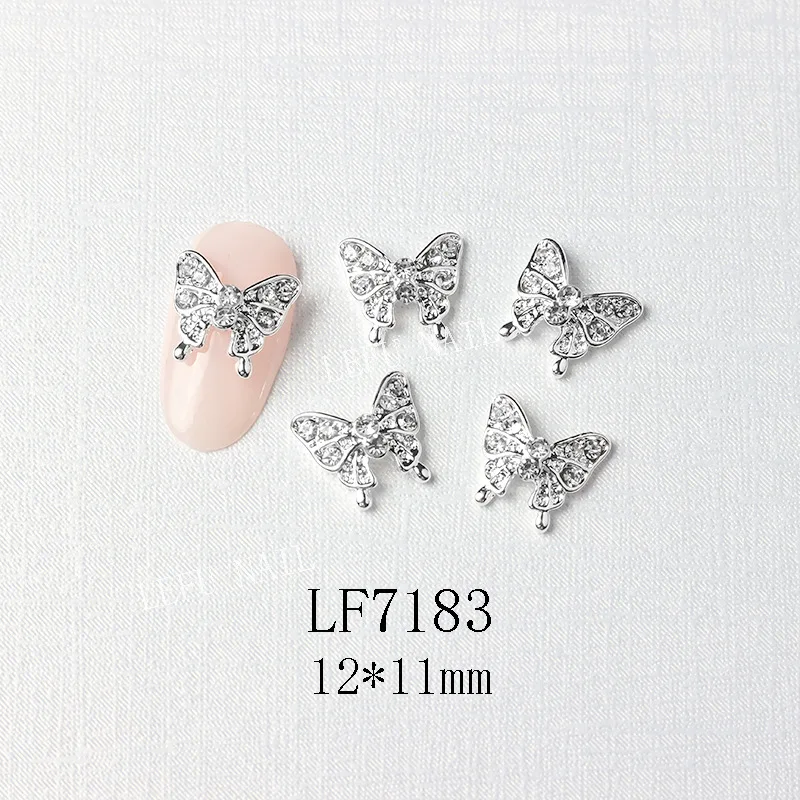 10Pcs Gold/Silber Multi-Designs Nail art Schmuck Charms Weiß/AB Kristall Strass 3D Schmetterling Geformt legierung Nagel Zubehör – Detail 24