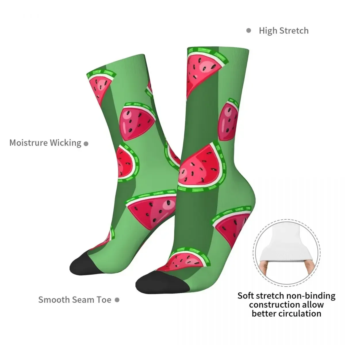 Watermelon Green Socks Harajuku Sweat Absorbing Stockings All Season Long Socks Accessories for Man's Woman's Birthday Present