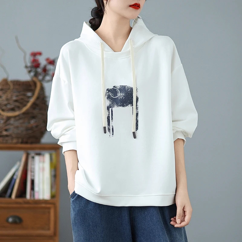 Mole F de Manga Longa com Caimento Solto, Estilo Casual para Primavera e Outono, Novo Estilo Versátil