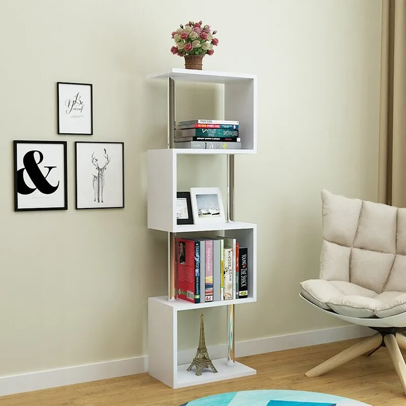 Steel Tube Floor Bookshelf, Multifunctional Creative Storage Rack, Multi-Tier Book Display Shelf for Home Office