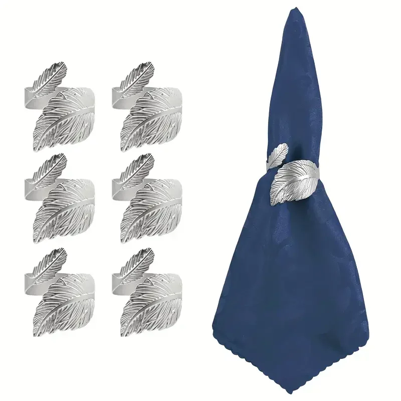 Silver Napkin Rings, 20-Piece Set of Leaf-Shaped Metal Napkin Rings, Suitable for Table Settings, Weddings, Birthdays, Anniversaries, Easter, Christmas, Halloween, Thanksgiving Parties, and Fall Events
