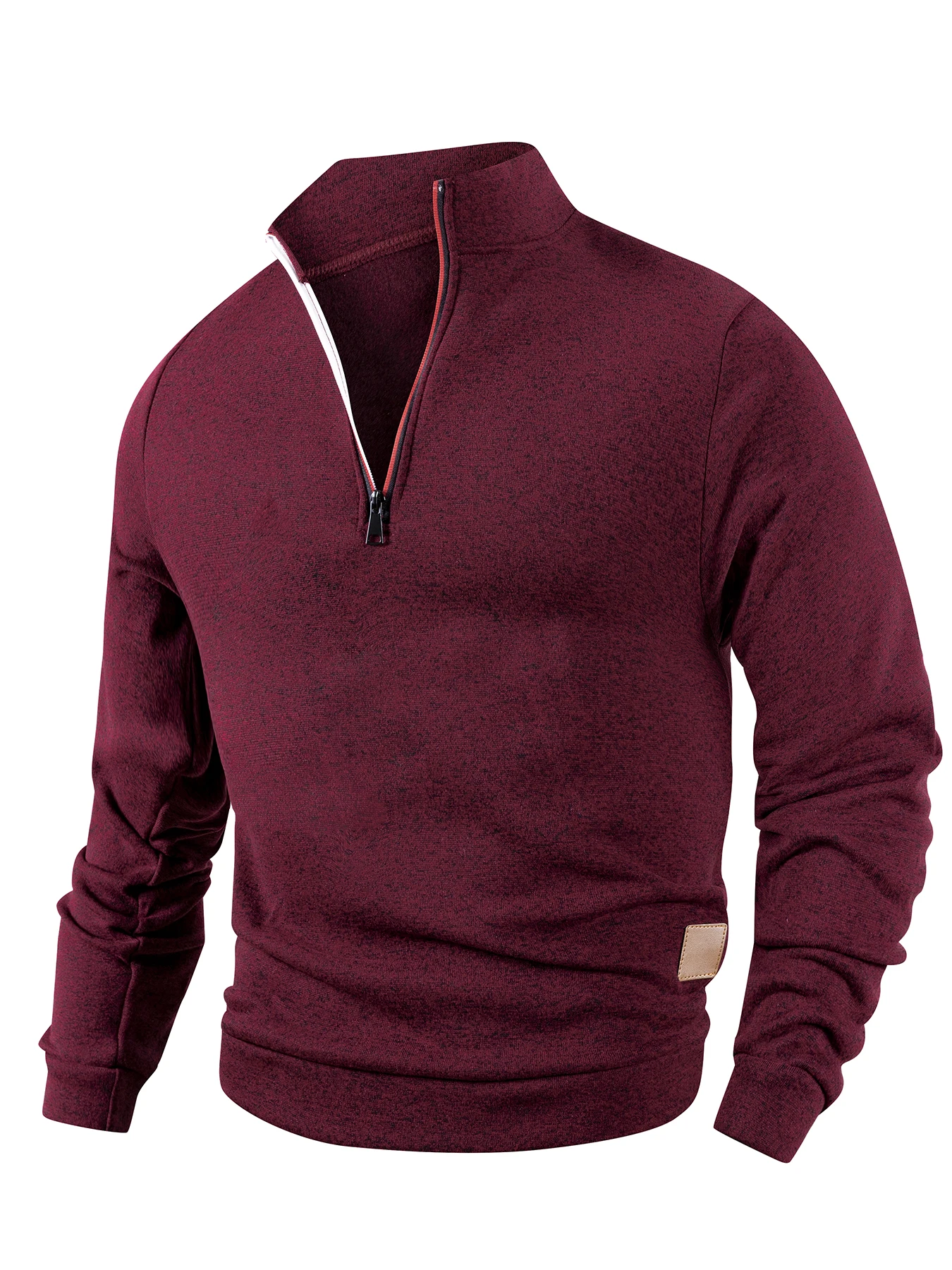 Men Quarter Zip Fleece Pullover Knit Warm Sweatshirt Autumn Winter Outdoor Casual Jumper Stand Collar Fleece Inner Iop