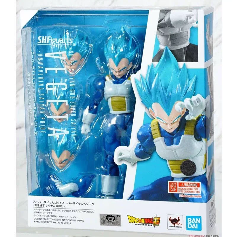 

Spot BANDAI SHF Dragon Ball Super Blue Hair Vegeta Movie Anime Character Handmade Model Toy Collection Birthday Gift