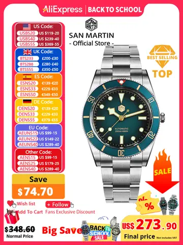 San Martin New Upgraded 37mm BB54 Vintage Men Diver Watch ST2130 Automatic Mechanical Sapphire Luminous Waterproof 200m SN0138