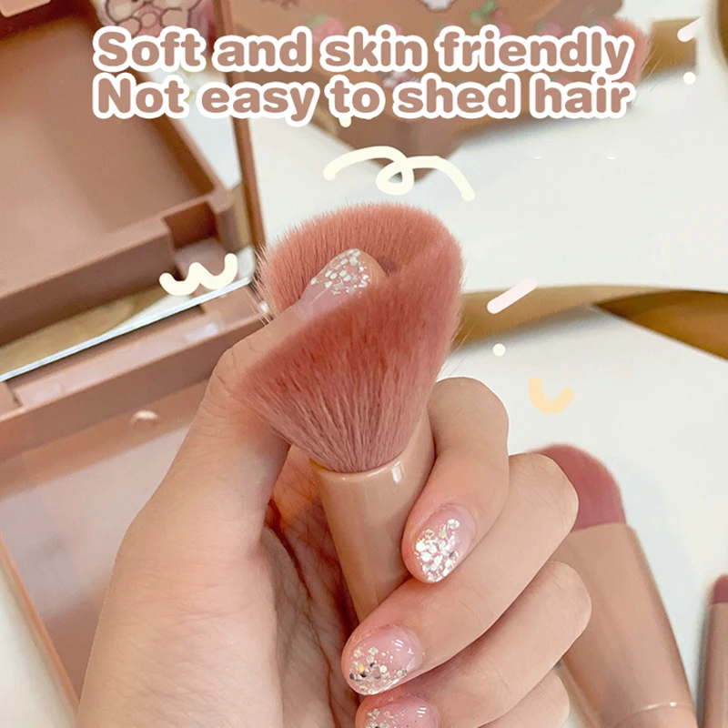 5 pièces ensemble de pinceaux Mini pinceaux de maquillage, petit Kit de pinceaux cosmétiques à fonction complète avec étui et miroir Perfe taille de voyage Makeu