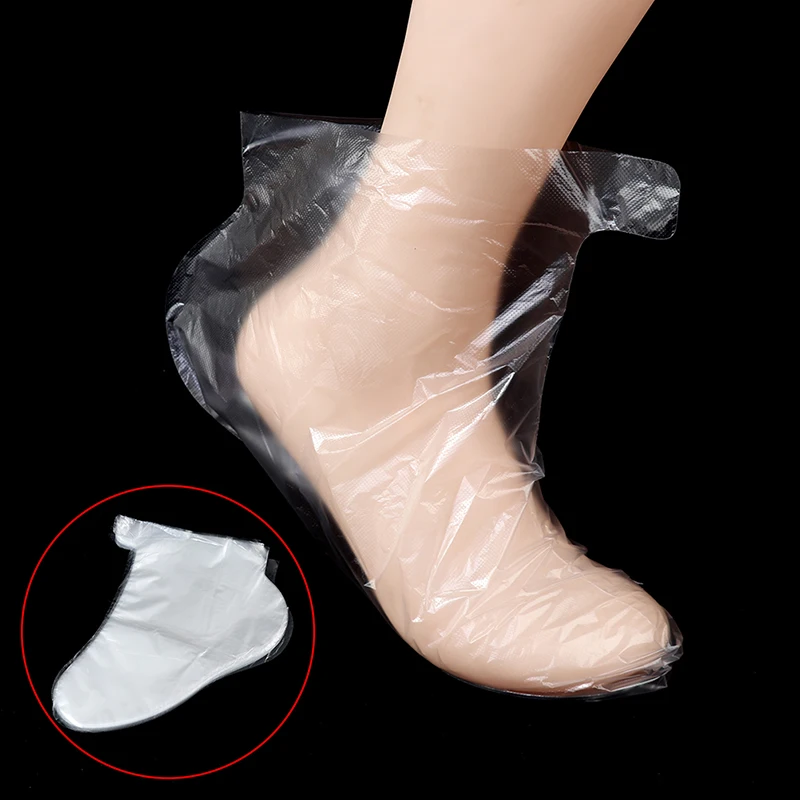 100pcs Clear Disposable Exfoliating Plastic Foot Mask Bath Liner Foot Pedicure Spa Wax Cover Bag Sock view 4