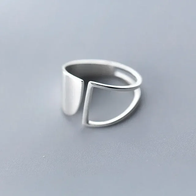 Women's Handmade Irregular Strip 925 Sterling Silver Ring