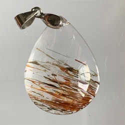 Natural Super Seven 7 Black Gold Hair Crystals Pendants Women Rutilated Clear Healing Bead Transparent Quartz Jewelry 925 Silver
