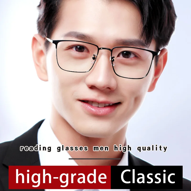 Men's Ultra-Thin Reading Glasses Anti Blue light  Anti-Fatigue,Magnifying Presbyopic Eyeglasses Anti UV/Eyestrain/Glare