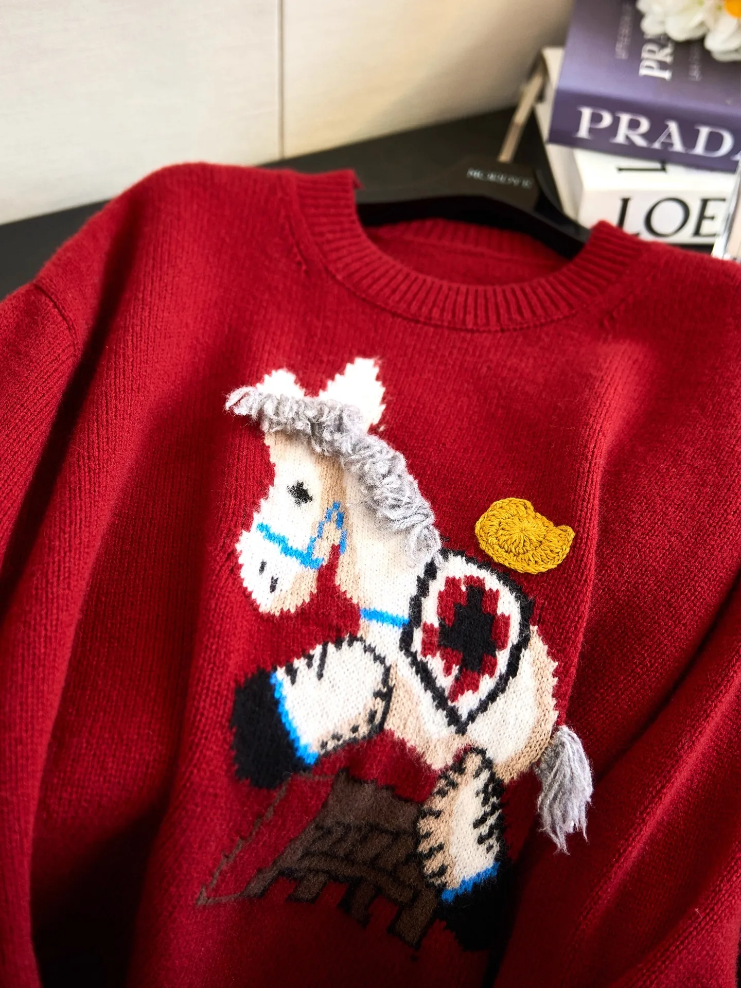 

Red Cisas New Year 3D Knitted Woolen Sweater Women's Winter Faion Soft Warm round Ne Long Sve Wool 00% Camere