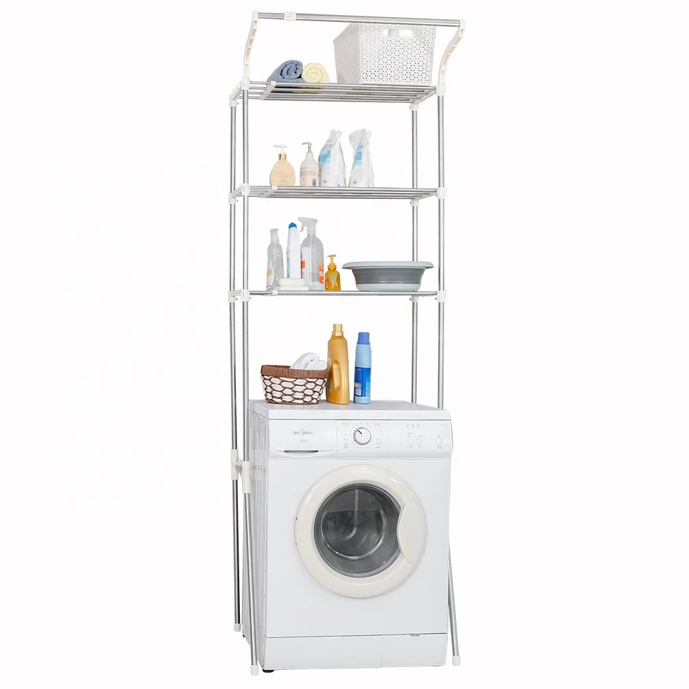 3 Tiers Adjustable Toilet Organizer Unit Storage Layer Cabinet Over Washer Expandable Laundry Shelf Over Dryer Rack