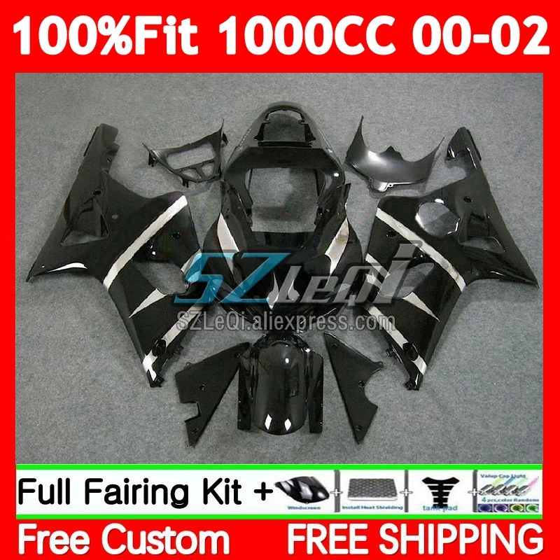 Injection Body For SUZUKI GSXR 1000 GSXR1000 K2 1000CC 79No.4 GSXR-1000 00 01 Silver black 02 GSX R1000 2000 2001 2002 Fairing