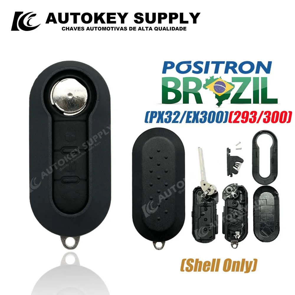 Autokeysupply AKBPCP066 Chave Canivete  + Placa + Chip + Double Program PX32 293 EX300 330 360 For Brazil Positron Flex