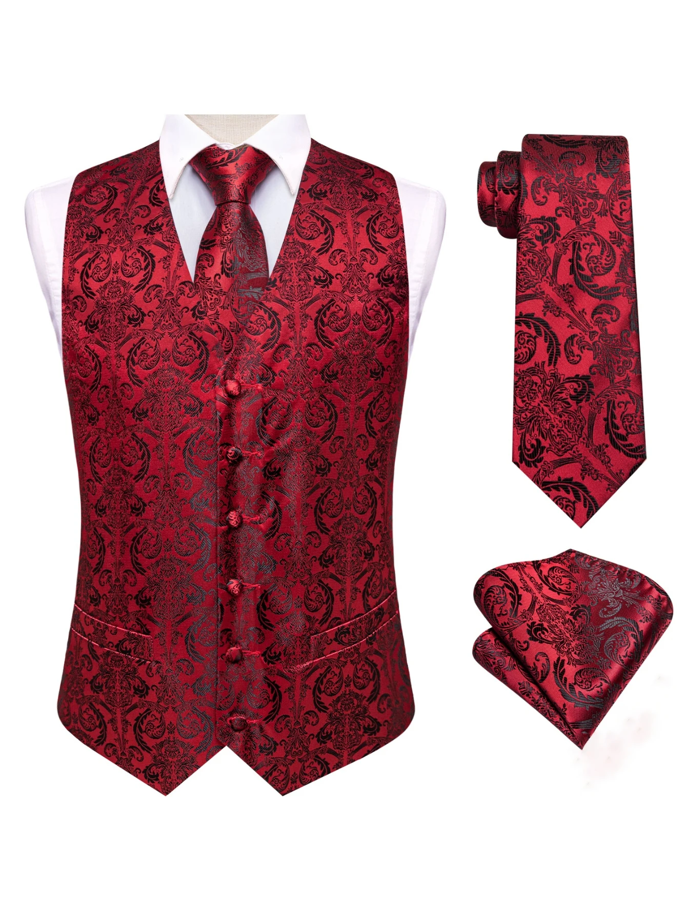Lenço de Bolso Jacquard Vermel - Men'S Accessories Office avaliação e preço