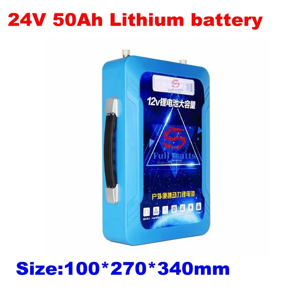 Lithium Ion Battery 24V 50Ah-100Ah 3.7v Cell with Bms for Camping Night Market Outdoor + 29.4V 5A Charger