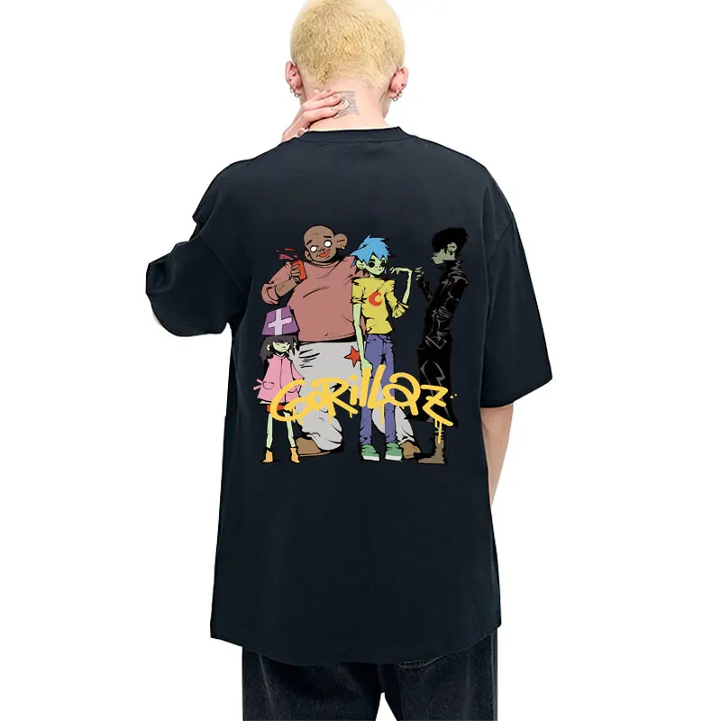 

Alternative Rock Band Gorillaz T-shirt Men Women Hip Hop Fashion Vintage T Shirts Summer Men's Gothic Oversized Crewneck Tshirt
