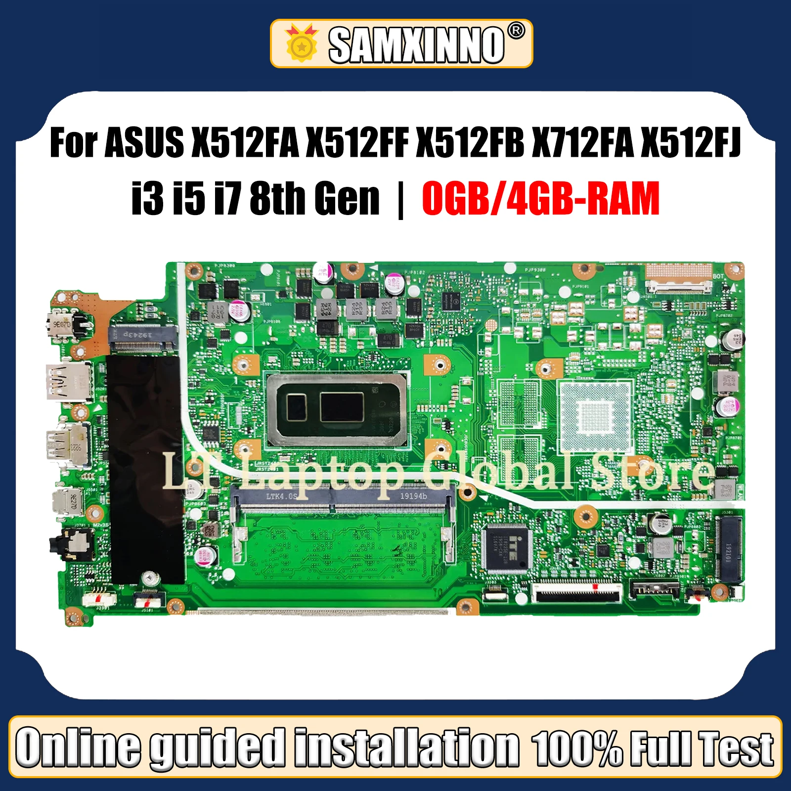 

LT Laptop X512FA Mainboard For Asus VivoBook X512FF X512FB X712FA X512FJ X512FJG Motherboard I3-I5-I7 8th Gen CPU 0GB/4GB RAM