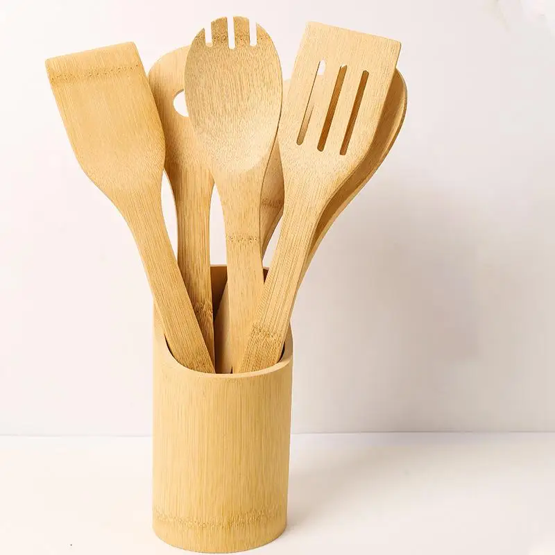 

8-piece Kitchen Utensil Set, Bamboo Spoons And Spatulas, Wooden Kitchen Utensils, Cooking Tools, Mixing Set
