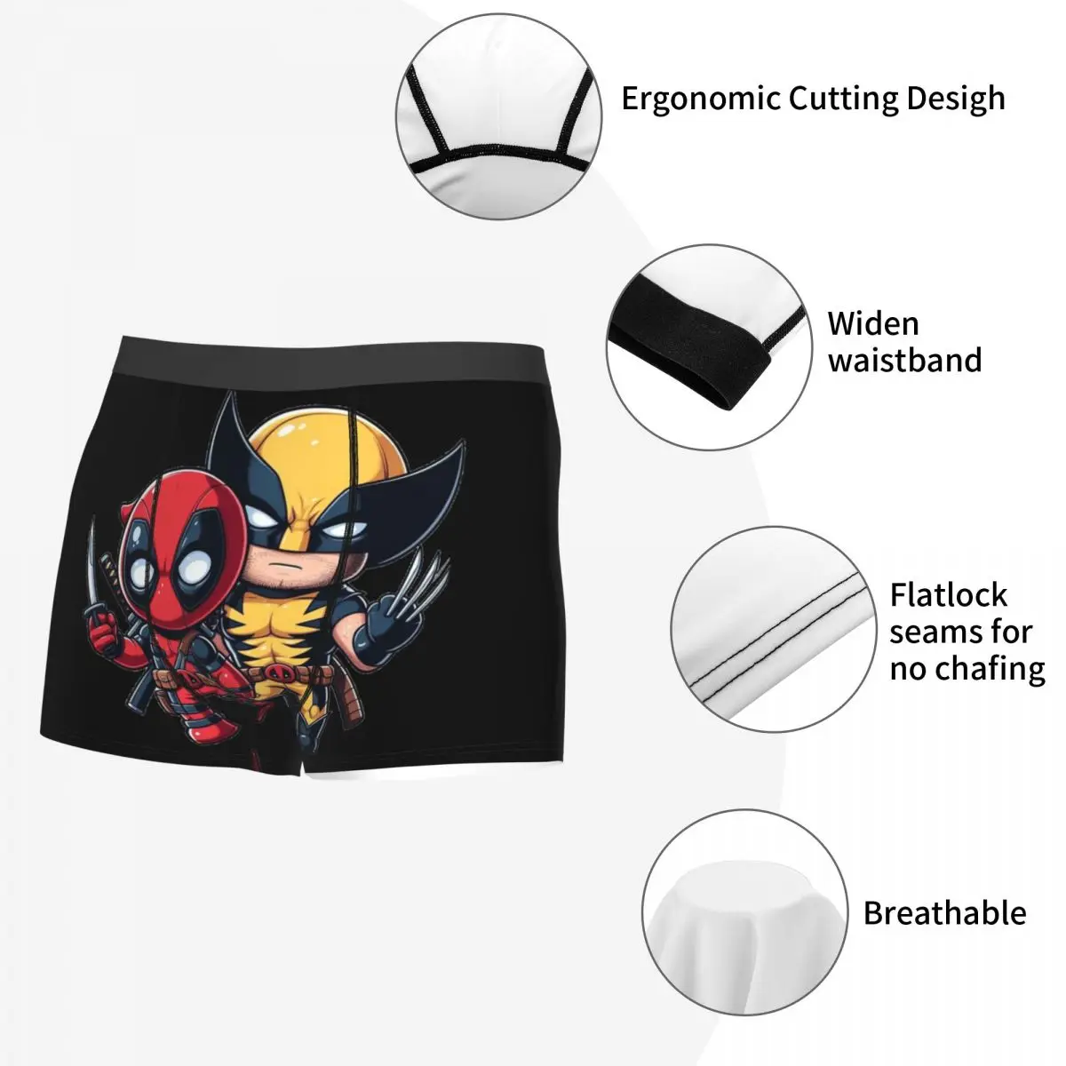 Deadpool & Wolverine Movie D&W Boxers Gag Gift For Men Amazing Underwear Superheroes Cartoon Boxer Briefs