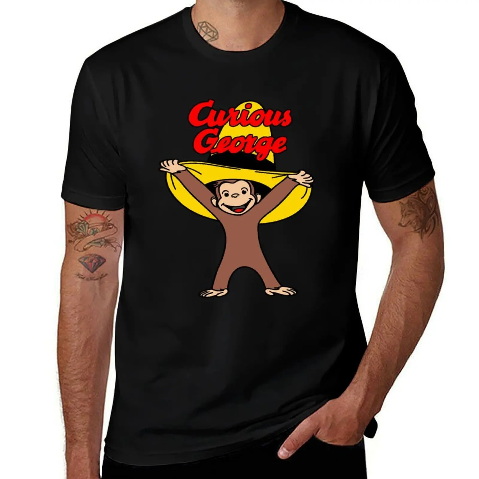

Curious George In The Yellow Hat T-Shirt cotton t shirts man 100% t shirt man plain T-Shirt