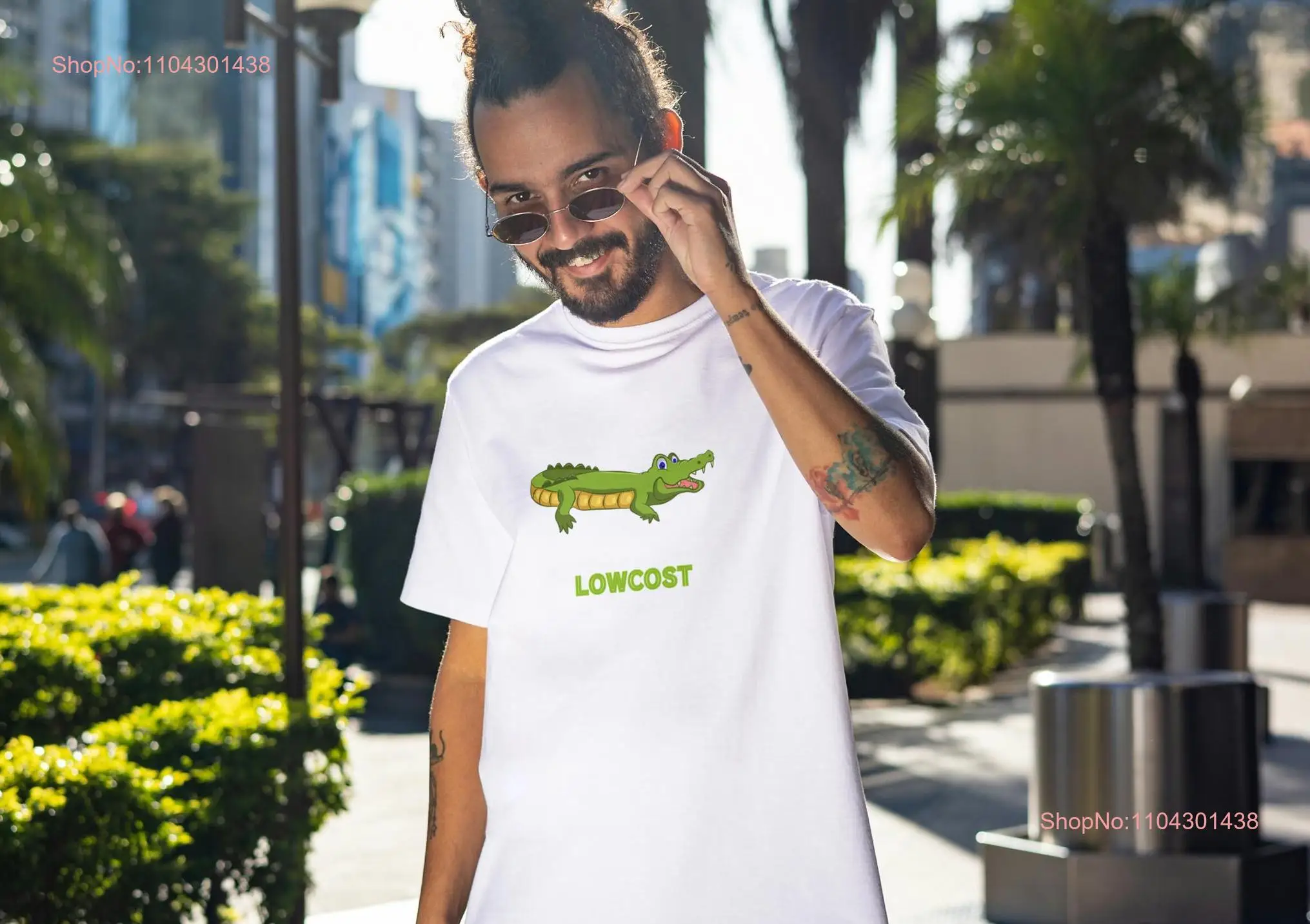 Lowcost Crocodile Alligator Funny Parody T Shirt Logo Designer Spoof White long or short sleeves