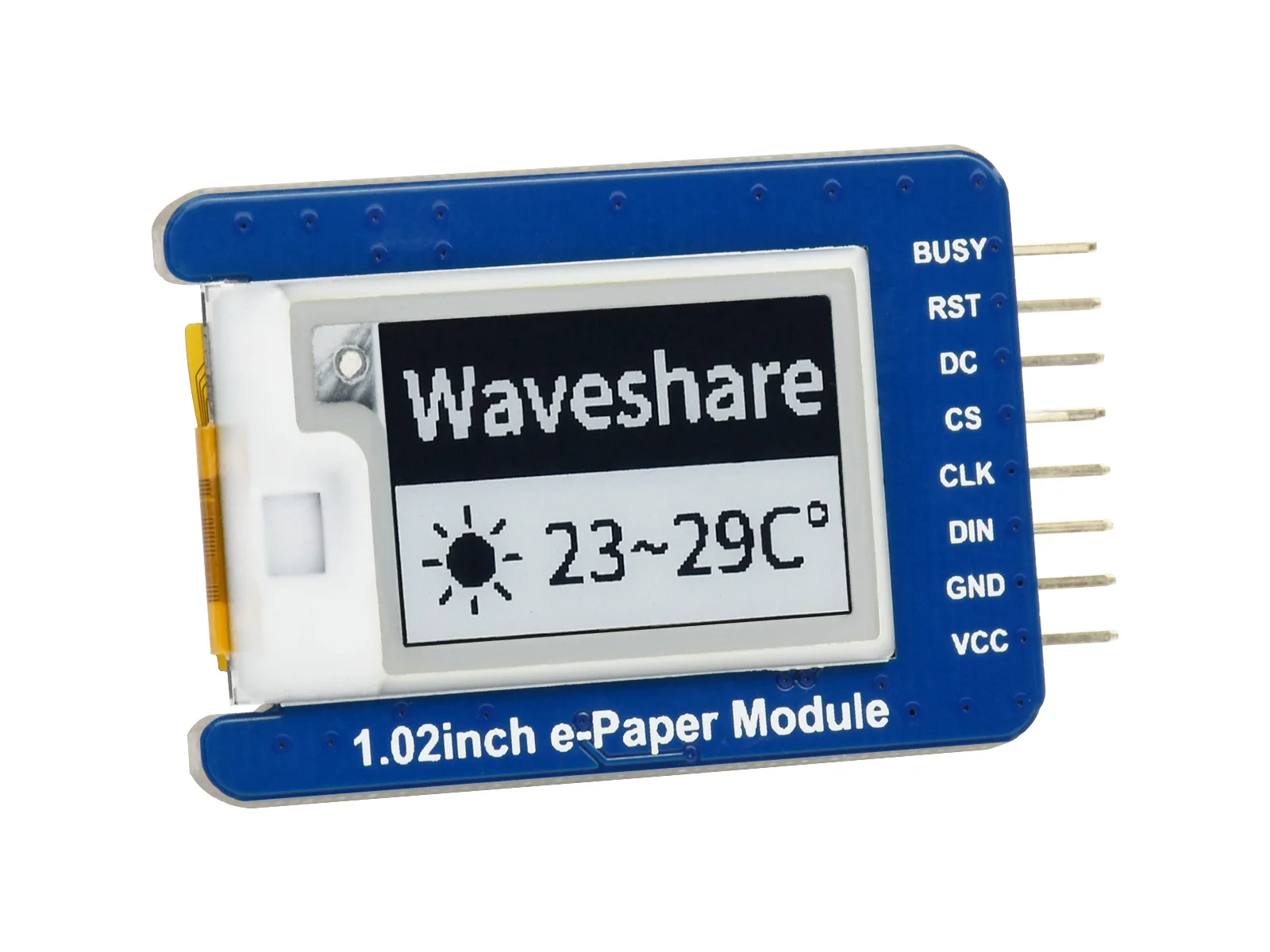 Fotografia 3: Módulo de Display E-Ink Waveshare de 1,02 polegadas, resolução 128*80, bicolor preto/branco, interface SPI, com controlador integrado